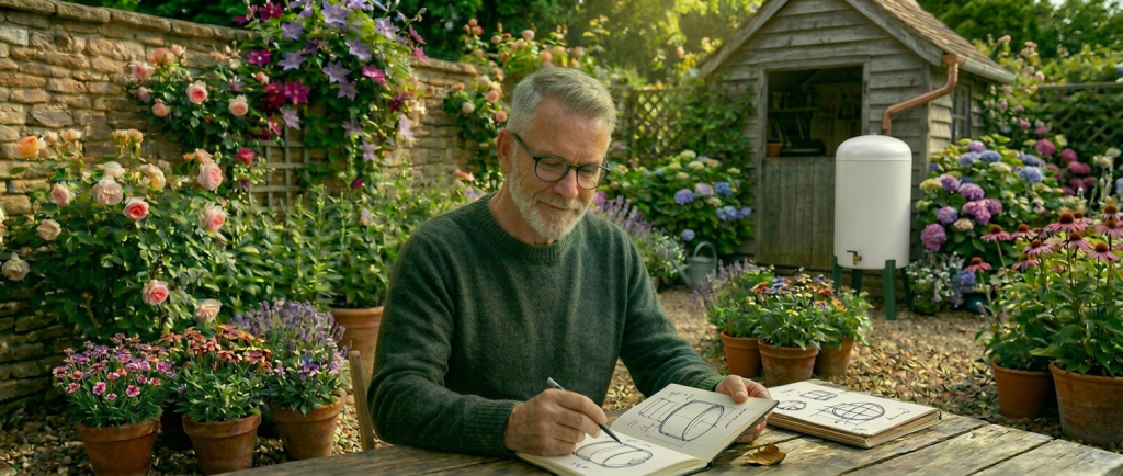 Mature male artist sketching human figure drawings in an art studio